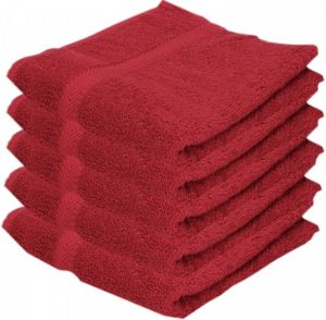 Merkloos 5x Voordelige Handdoeken Rood 50 X 100 Cm 420 Grams Badhanddoek