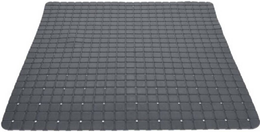 Merkloos Anti-slip badmat antraciet grijs 55 x 55 cm vierkant Badmatjes