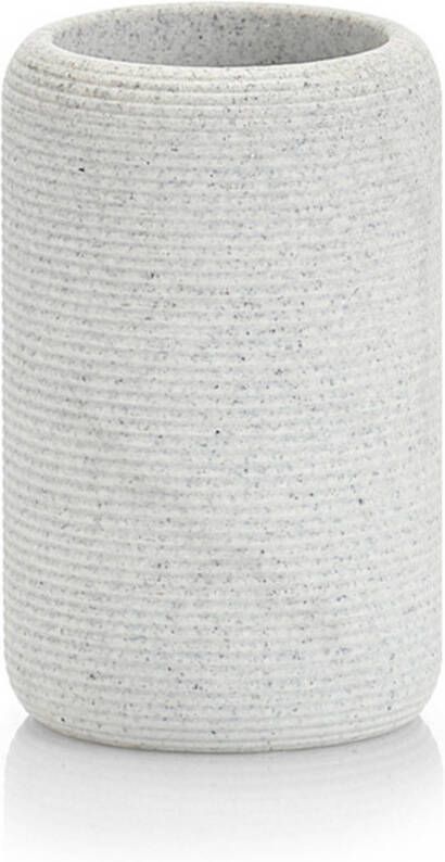 Merkloos Badkamer beker grijs van polyresin 11 cm Tandenborstelhouders