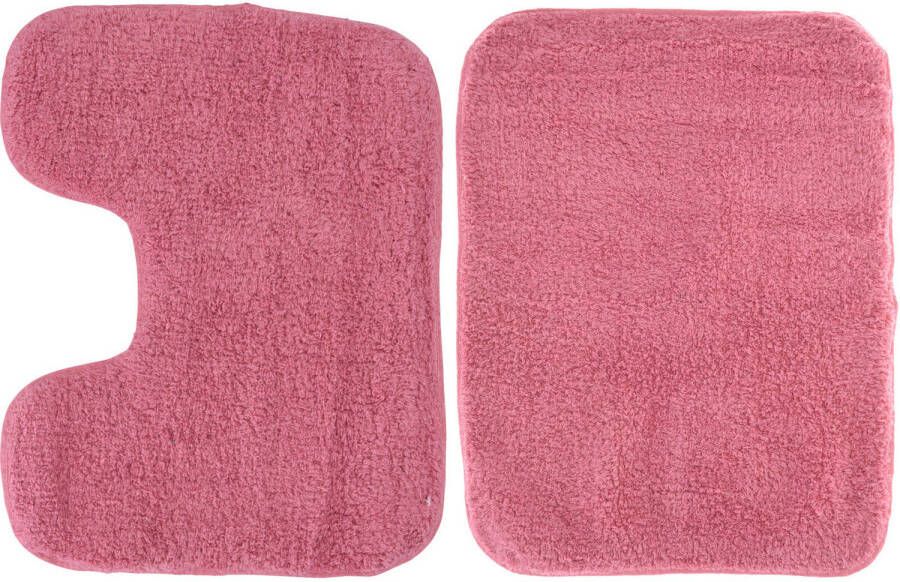 Merkloos Badkamer douche toilet mat set fuchsia roze Badmatjes