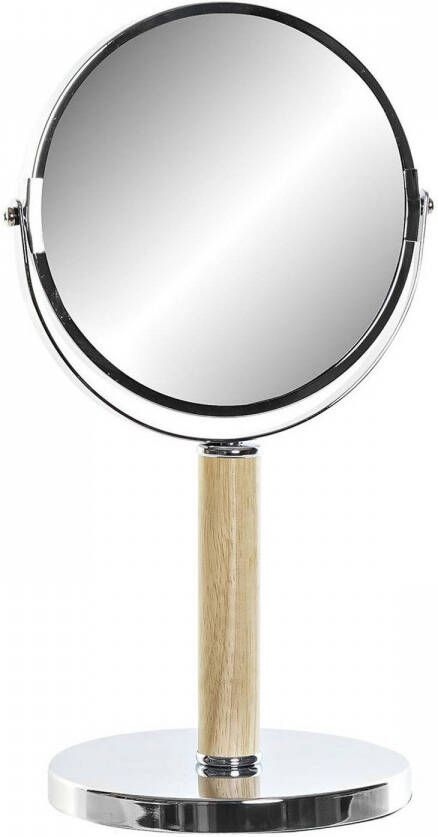 Items Badkamerspiegel make-up spiegel rond dubbelzijdig metaal zilver D19 x H34 cm Make-up spiegeltjes