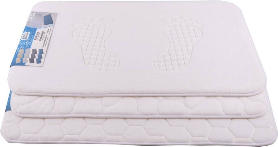 Merkloos Badmat & WC Mat Set -Douche mat set Wit 80 x50 cm badmat set 3-delig Soft Foam Extra Zacht FOAM