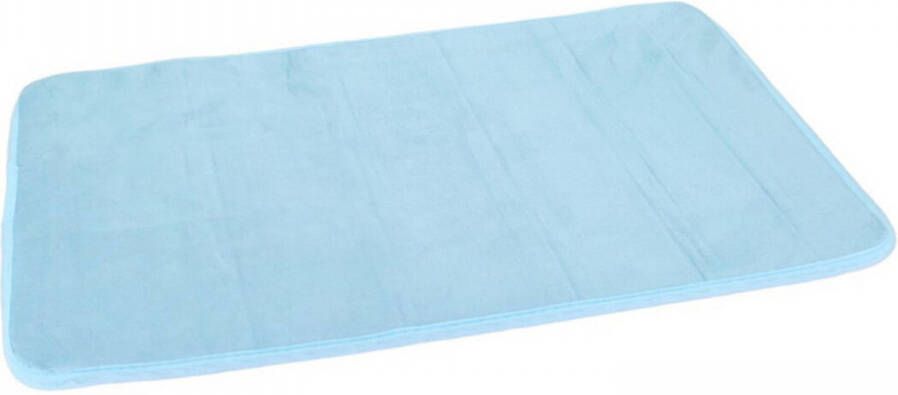 Merkloos Badkamerkleedje rechthoekig 40 x 60 cm blauw van sneldrogend materiaal Badmatjes