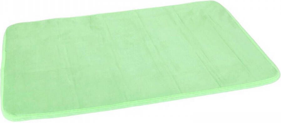 Merkloos Badkamerkleedje rechthoekig 40 x 60 cm groen van sneldrogend materiaal Badmatjes