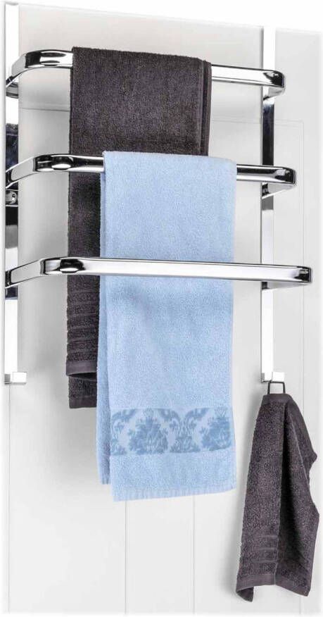 Merkloos Metalen handdoek droogrek 3 stangen 56 cm Handdoekrekken