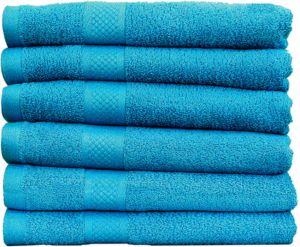 Merkloos Katoenen Handdoeken Hotelkwaliteit 6 Pack 70 X 140 Cm Turquoise
