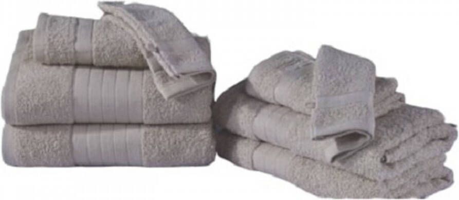 Slaaptextiel nl Muller Textiles handdoeken-set katoen grijs 8-delig