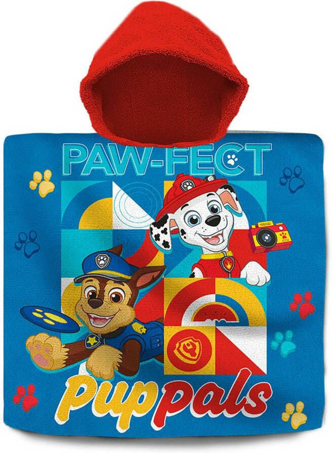 Merkloos Paw Patrol bad cape poncho 60 x 120 cm katoen voor kinderen Badcapes