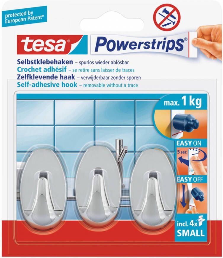 Tesa Powerstrips ovale haken small 3 stuks Handdoekhaakjes