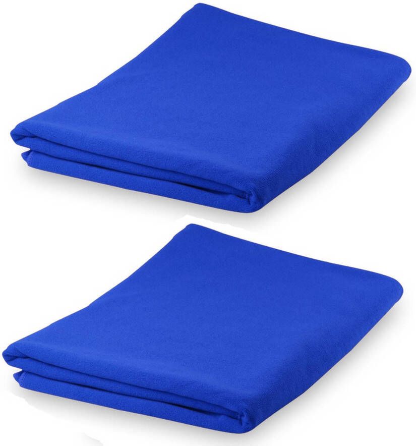 Merkloos Set van 2x stuks yoga wellness microvezel handdoeken 150 x 75 cm blauw Sporthanddoeken