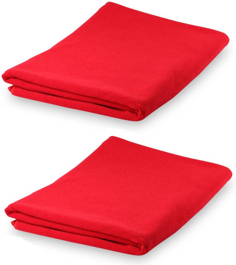 Merkloos Set van 2x stuks yoga wellness microvezel handdoeken 150 x 75 cm rood Sporthanddoeken