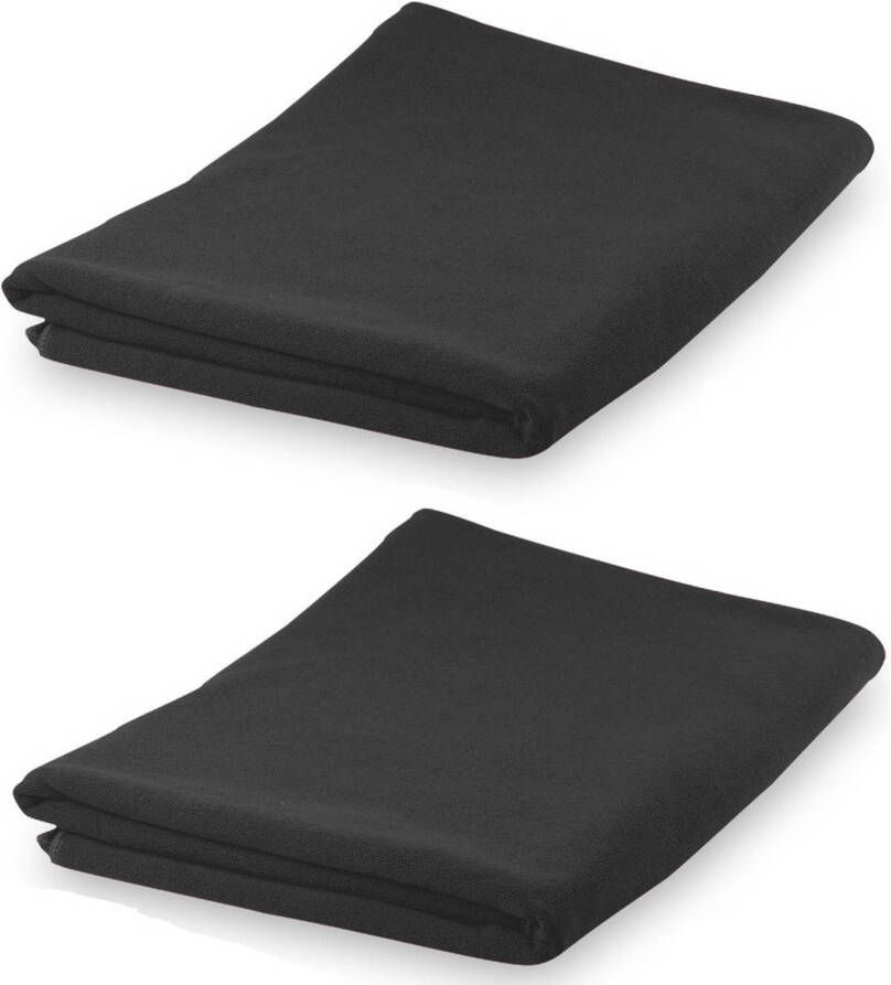 Merkloos Set van 2x stuks yoga wellness microvezel handdoeken 150 x 75 cm zwart Sporthanddoeken