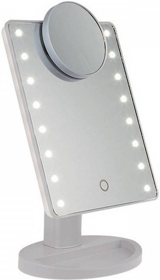 Merkloos Spiegel op standaard met LED verlichting 28 x 20 cm