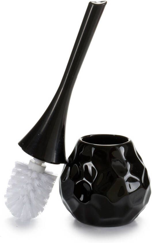 Merkloos Toiletborstel wc-borstel van keramiek zwart afsluitbaar Toiletborstels
