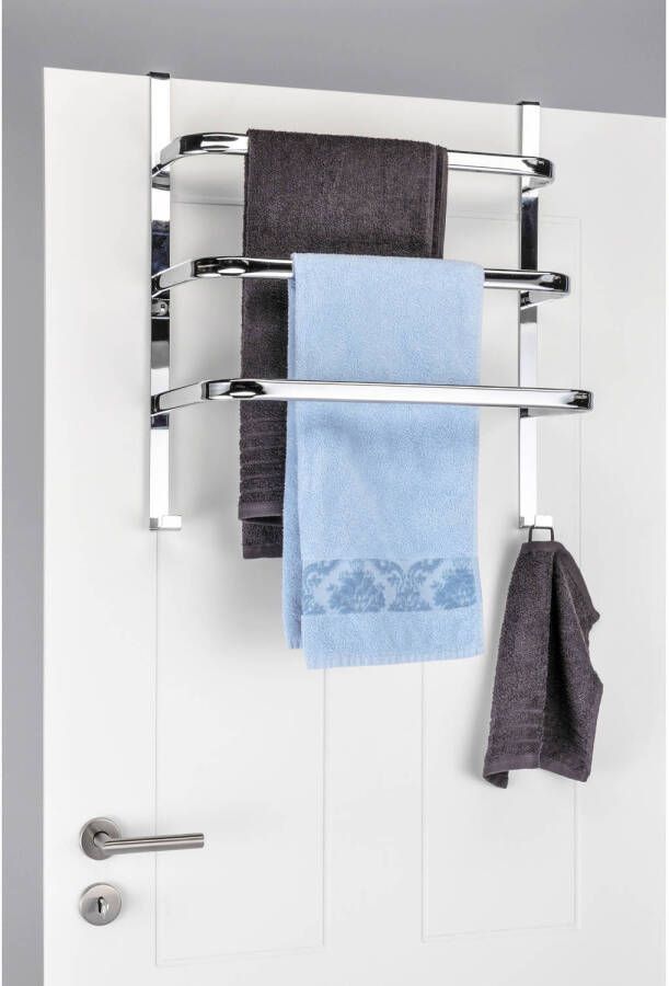 Merkloos Verchroomde handdoek deur rek met 3 stangen 56 cm Handdoeken badlakens rekken Handdoek droogrek van metaal