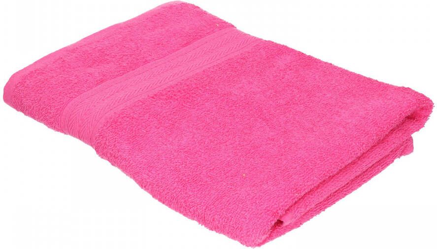 Merkloos Badkamer douche handdoeken fuchsia roze 70 x 140 cm Badhanddoek