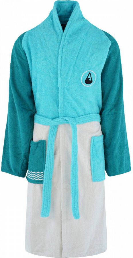 Fietsaccessoires Wave Hawaii Badjas Tres Katoen Turquoise blauw wit Maat Xl