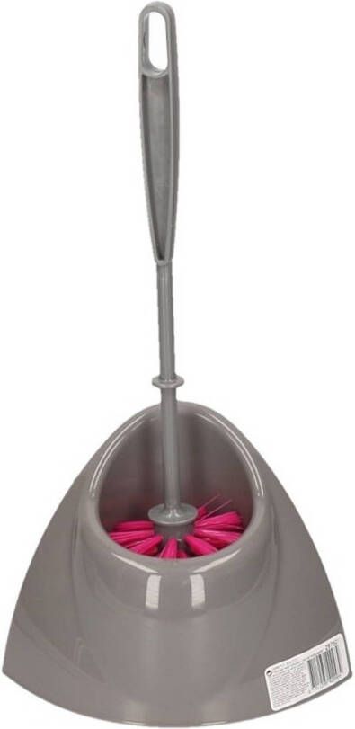 Merkloos Wc-borstel met houder grijs roze 32 cm Toiletborstels