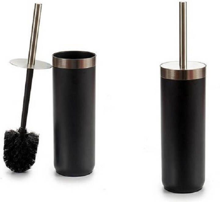 Arte r 2x stuks WC-borstels toiletborstels inclusief houder zwart 38 cm van RVS Toiletborstels