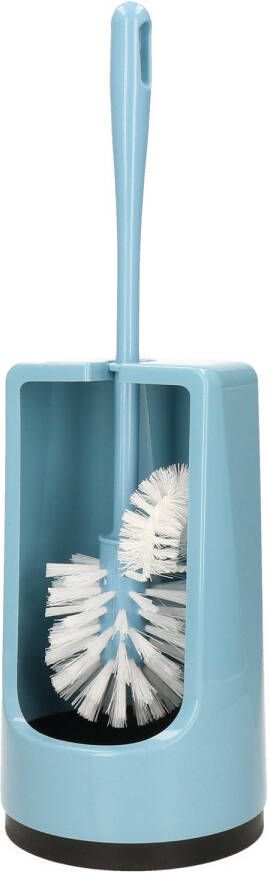 Merkloos WC-borstel toiletborstel met randreiniger inclusief houder blauw 41 cm van kunststof Toiletborstels
