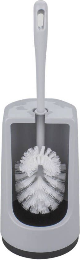 Merkloos Wc-borstel toiletborstel met randreiniger inclusief houder grijs 41.5 cm van kunststof Toiletborstels