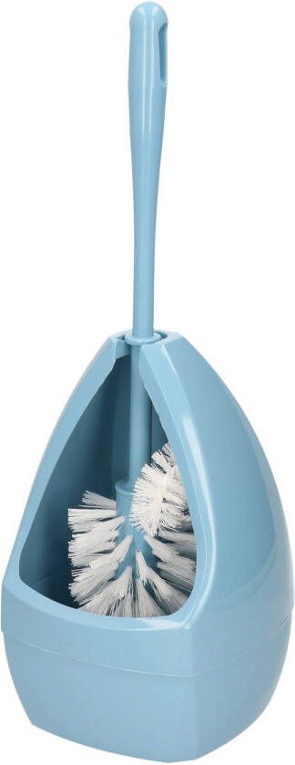 Merkloos Wc-borstel toiletborstel met randreiniger inclusief houder lichtblauw 39.5 cm van kunststof Toiletborstels