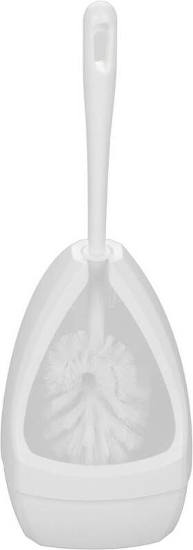 Merkloos Wc-borstel toiletborstel met randreiniger inclusief houder wit 39.5 cm van kunststof Toiletborstels