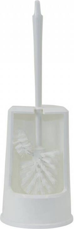 Merkloos Witte toiletborstel inclusief toiletborstelhouder wc borstel met randreiniger schoonmaakaccessoires wc sanitair