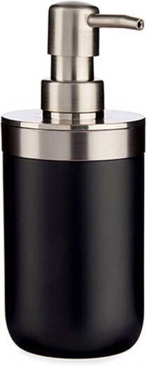 Merkloos Zeeppompje dispenser roestvrij metaal zwart zilver 350 ml met formaat 9 x 8 x 17 cm Zeeppompjes