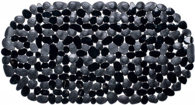 Wicotex Douchemat ovaal zwart steentjes 68 x 35 cm Badmatjes