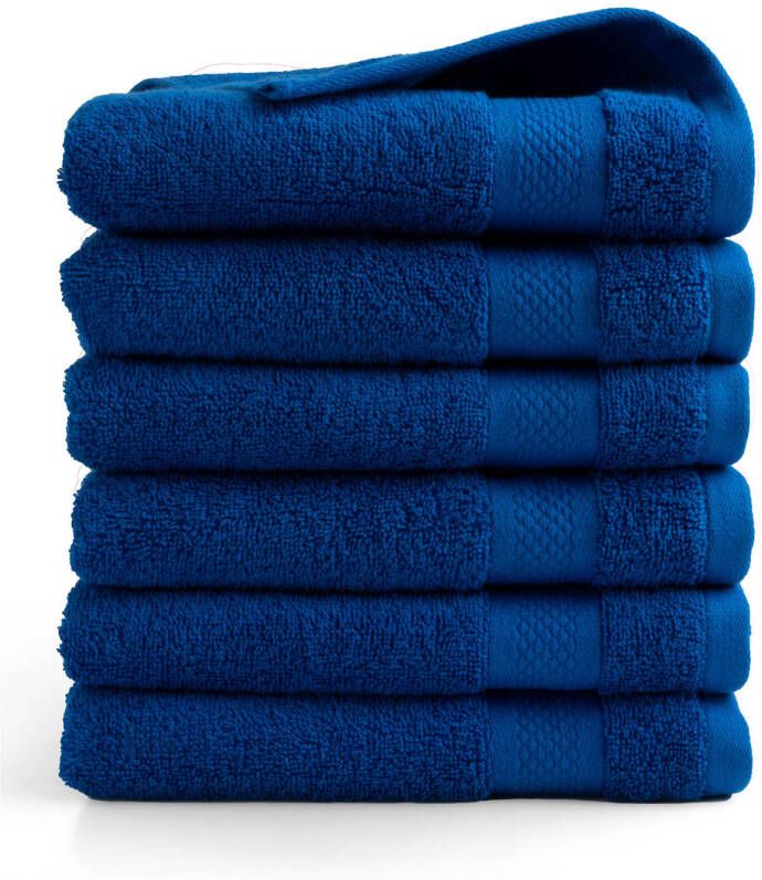 DoubleDry Handdoek Hotel Collectie 6 stuks 50x100 klassiek blauw