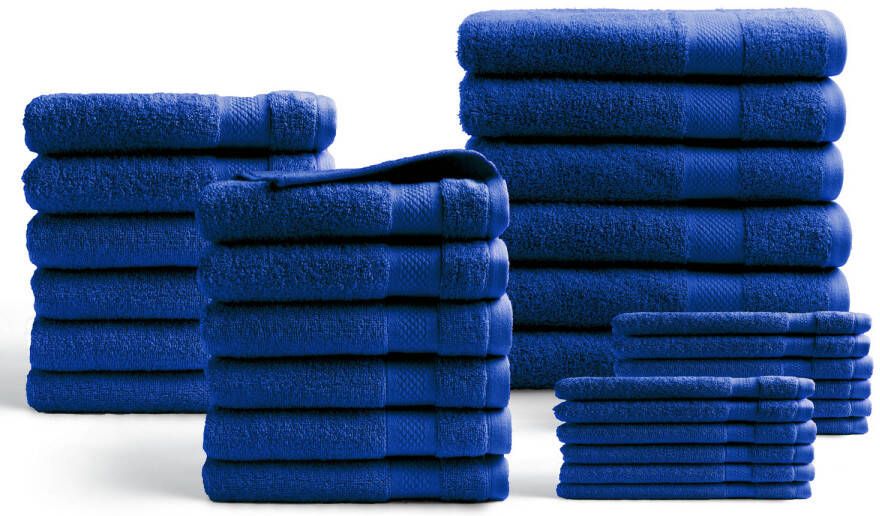 DoubleDry Handdoeken 30 delig set Hotel Collectie 100% katoen klassiek blauw