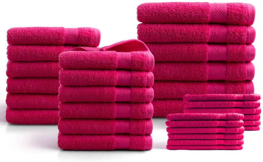 DoubleDry Handdoeken 30 delig set Hotel Collectie 100% katoen roze