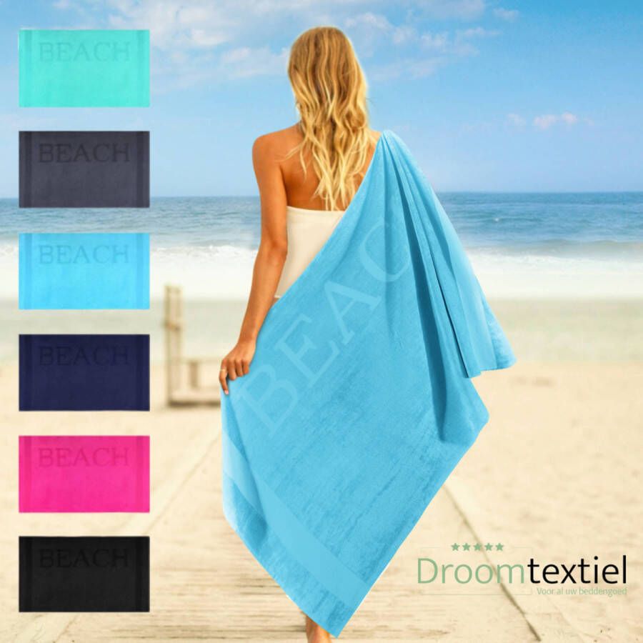 Droomtextiel Beach Strandlaken xxl 100x200 cm Aqua 100% Zacht Katoen Sterke Kwaliteit