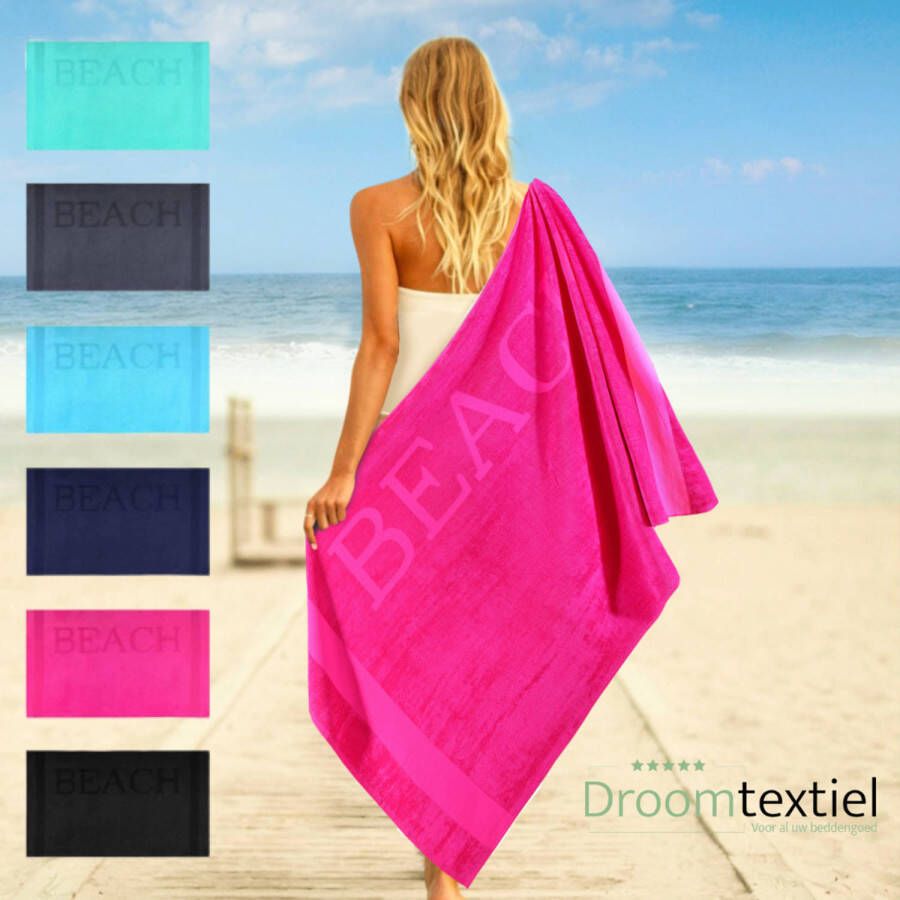 Droomtextiel Beach Strandlaken xxl 100x200 cm Fuchsia 100% Zacht Katoen Sterke Kwaliteit