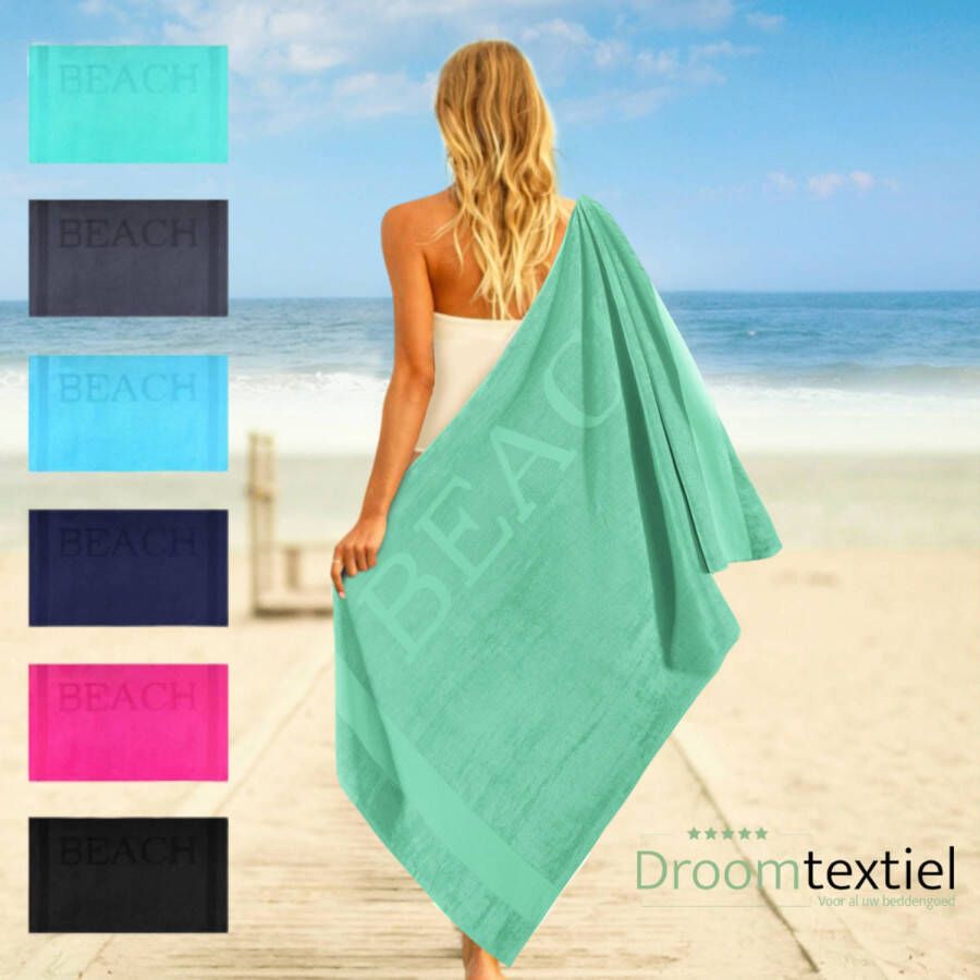 Droomtextiel Beach Strandlaken xxl 100x200 cm Sea Green 100% Zacht Katoen Sterke Kwaliteit