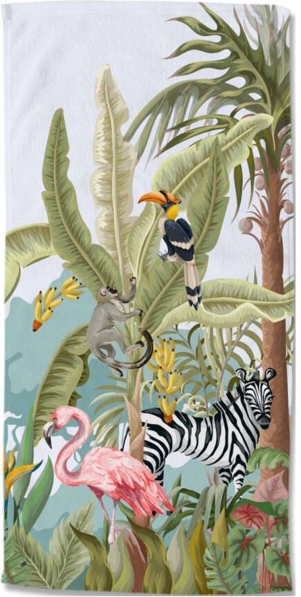 Droomtextiel Jungle Kinder Strandlaken Handdoek 75x150 cm Heerlijk Zacht Velours