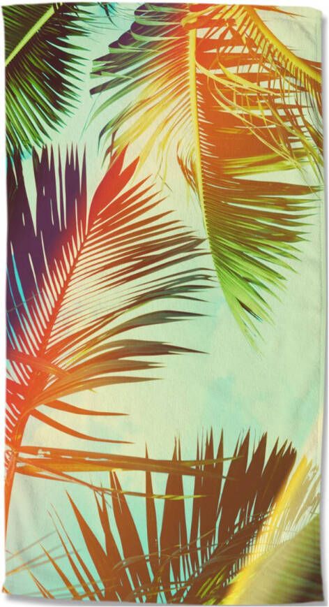 Droomtextiel Palm Bladeren strandlaken Handdoek 100x180 cm Heerlijk Zacht Poly Velours