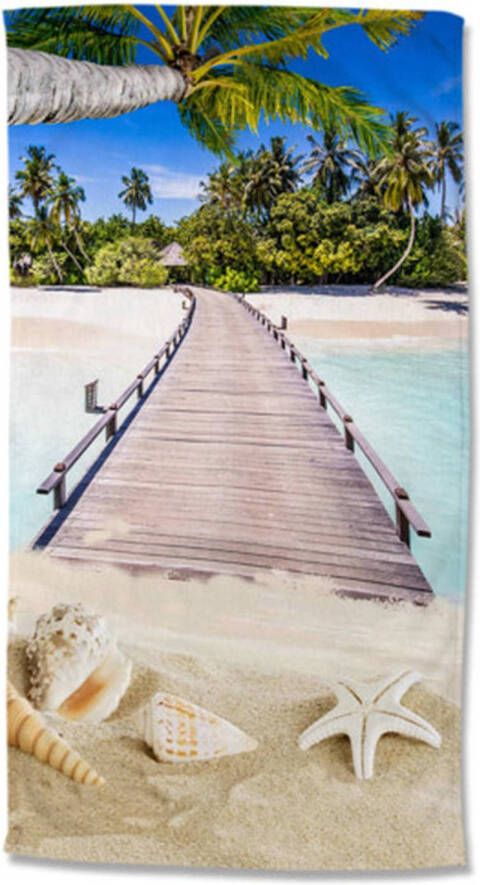 Droomtextiel Tropisch Strand strandlaken Handdoek 100x180 cm Heerlijk Zacht Poly Velours