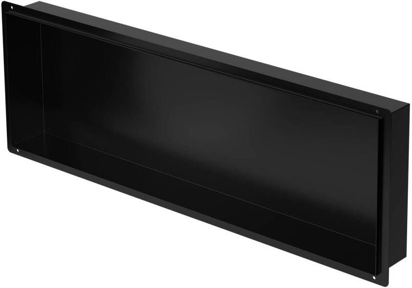 ECD Germany Douchegarnituur 90x30 cm zwart roestvrij staal inbouwframe Wandgarnituur Douchebak LuxeBad