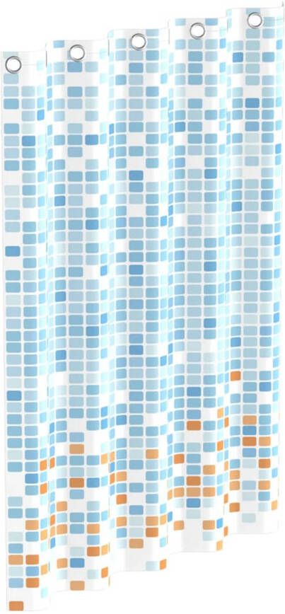 EISL Douchegordijn met mozaïek 200x180x0 2 cm blauw en oranje