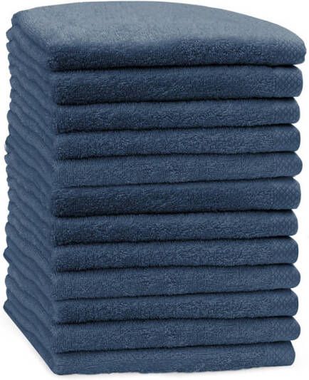 Eleganzzz Handdoek 100% Katoen 50x100cm oceaan blauw Set van 12