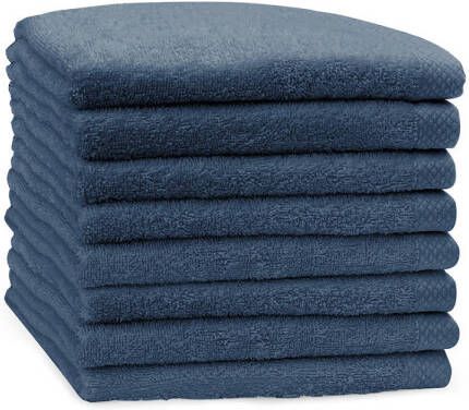 Eleganzzz Handdoek 100% Katoen 50x100cm oceaan blauw Set van 8