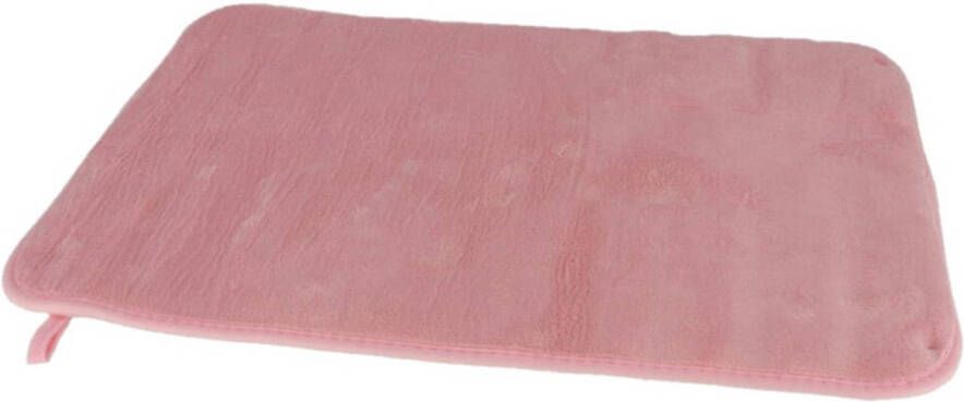 Gerimport Sneldrogende badmat met anti slip roze 40 x 60 cm rechthoekig Badmatjes