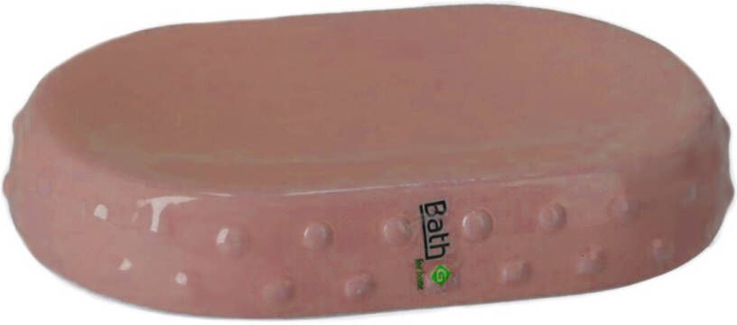 Gerimport Zeephouder zeepbakje roze keramiek 15 cm Badkameraccessoireset