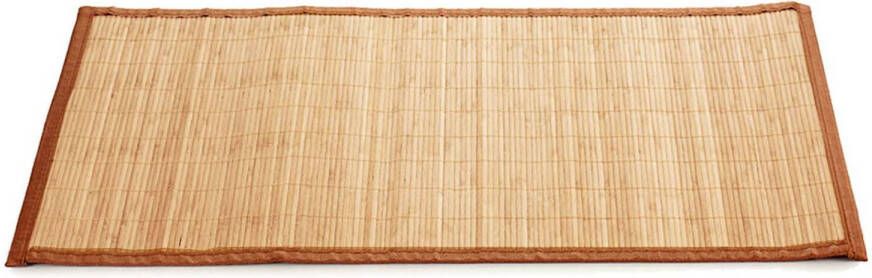 Giftdeco Badkamer vloermat anti-slip lichte bamboe 50 x 80 cm met lichtbruine rand Badmatjes