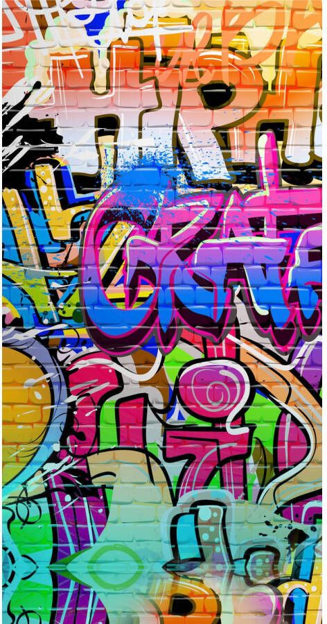 Good Morning Kinder Strandlaken Velours Graffity 75x150cm multi