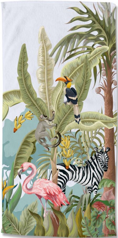 Good Morning Kinder Strandlaken Velours Jungle Party 75x150cm multi