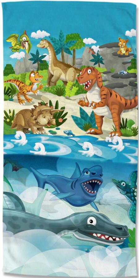 Good Morning Kinder Strandlaken Velours Prehistoric 75x150cm multi