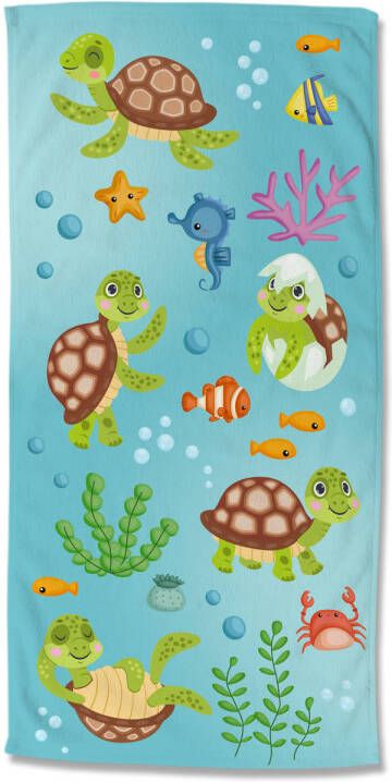 Good Morning Kinder Strandlaken Velours Turtles 75x150cm multi